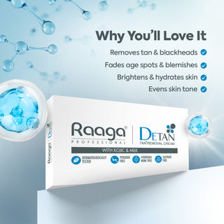 Raaga Professional De-Tan Pack | Tan Removal Cream with Kojic and Milk | Dermatologically Tested - 12g x 6 (72 gm)