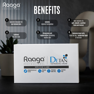 Raaga Professional De-Tan Pack | Tan Removal Cream with Kojic and Milk | Dermatologically Tested - 12g x 6 (72 gm)