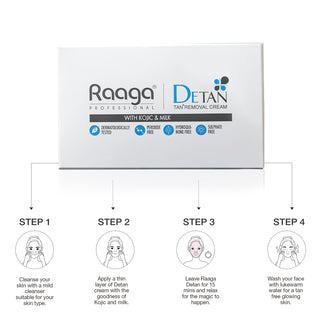 Raaga Professional De-Tan Pack | Tan Removal Cream with Kojic and Milk | Dermatologically Tested - 12g x 6 (72 gm)