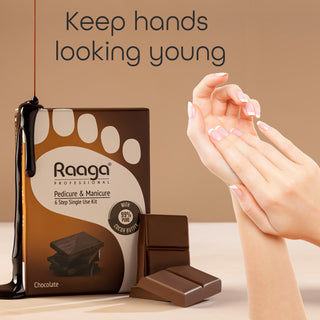 Raaga Professional Chocolate Pedicure and Manicure Kit for Soft & Relaxed Hands and Feet | 99% Pure Cocoa Butter | 6 Sachets | 63 gm