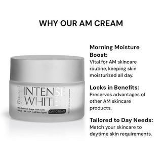 Raaga Professional Intense White Day Cream | Red Flesh Grape Stem Cells | SPF 30 PA+++ | Nourished Skin All Day (50 gm)