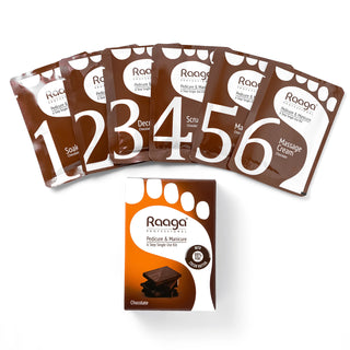 Raaga Professional Chocolate Pedicure and Manicure Kit for Soft & Relaxed Hands and Feet | 99% Pure Cocoa Butter | 6 Sachets | 63 gm